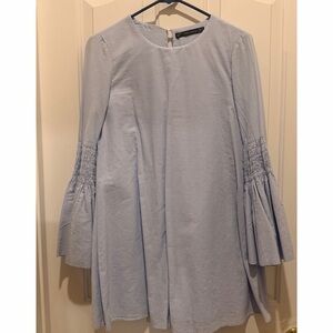 Zara Light Blue Bell Sleeve Dress
